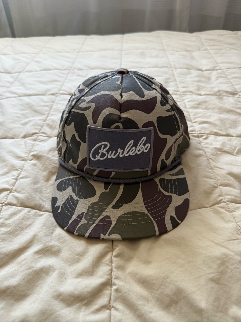 BURLEBO Men's Camo Rope-Front Snapback Hat - Gray & Olive